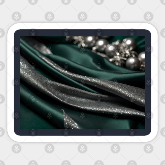 Green silver Christmas silk with pearls Sticker by Khala